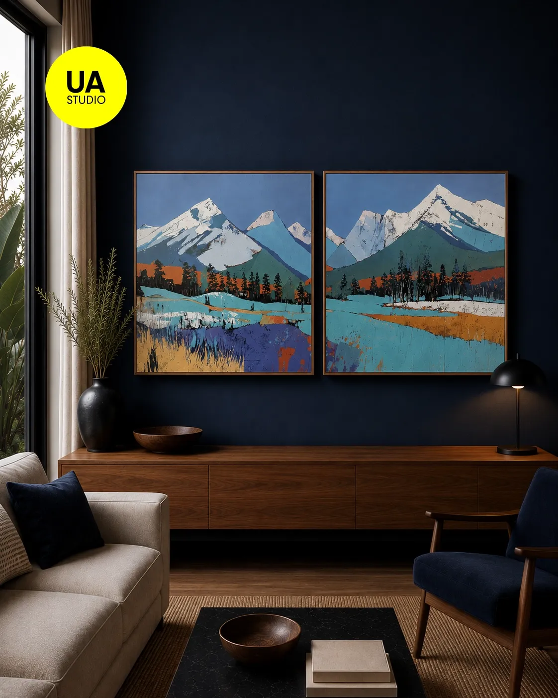 KIT 2 QUADROS DECORATIVOS - Snow Mountain Colors